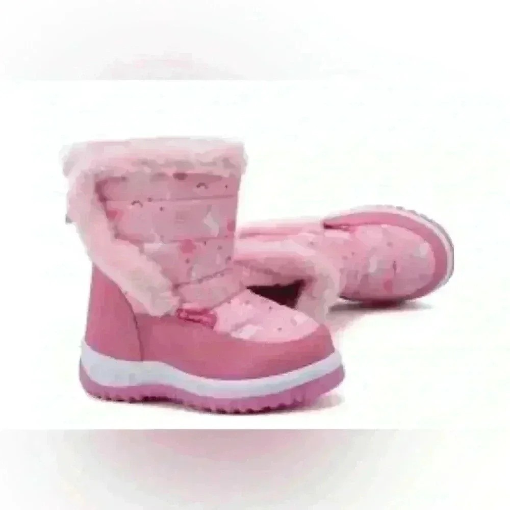 Unbranded Unicorn Snow Boots Kids Size 7 Toddler‎ Pink Excellent Faux Fur Trim
